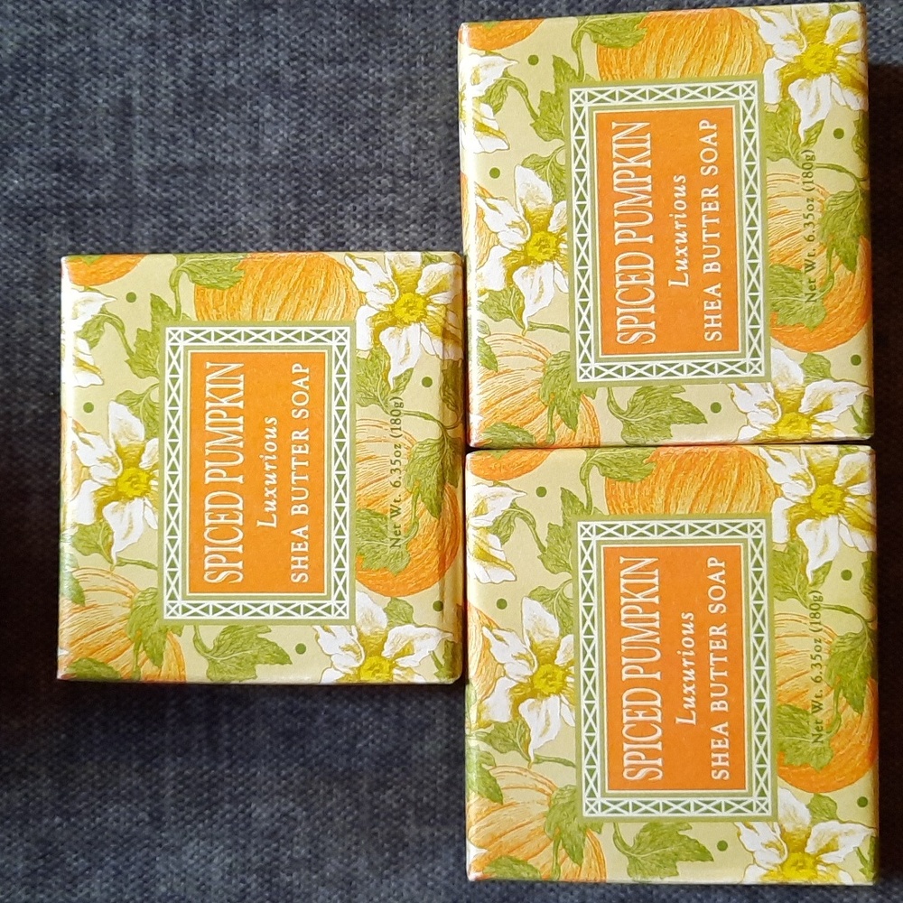 Spiced Pumpkin Shea Butter Spa Bar Bath Soap Set 6.35oz Bars Fall Scent NWT